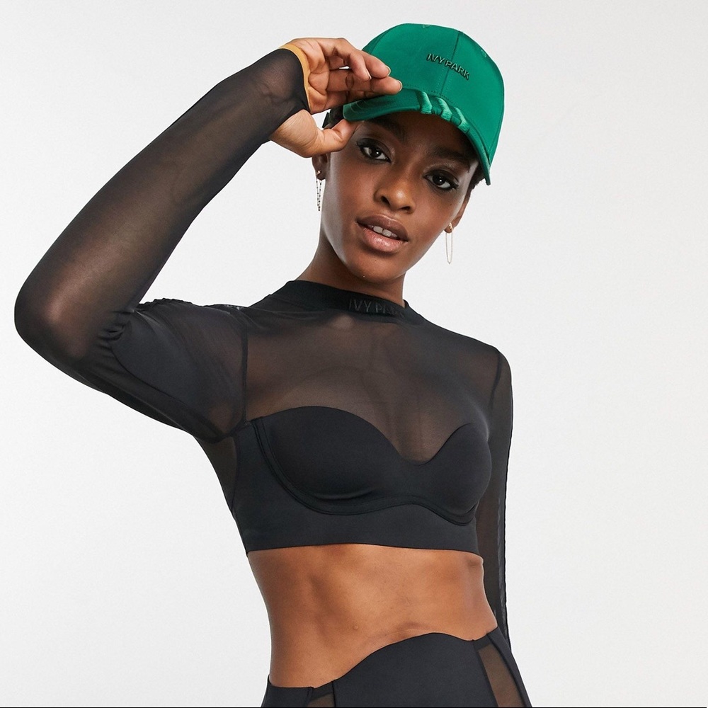 Ivy Park x Adidas Sheer Mesh Cropped Long Sleeve Top